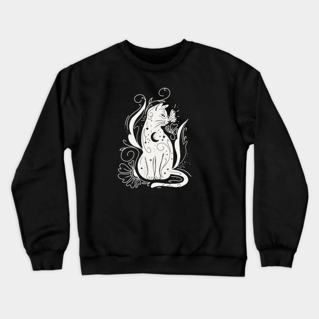 celestial cat Crewneck Sweatshirt by Mitalim